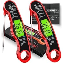 AWLKIM 2 Pack Meat Thermometer Digital, Instant Read Food Thermometer, Red