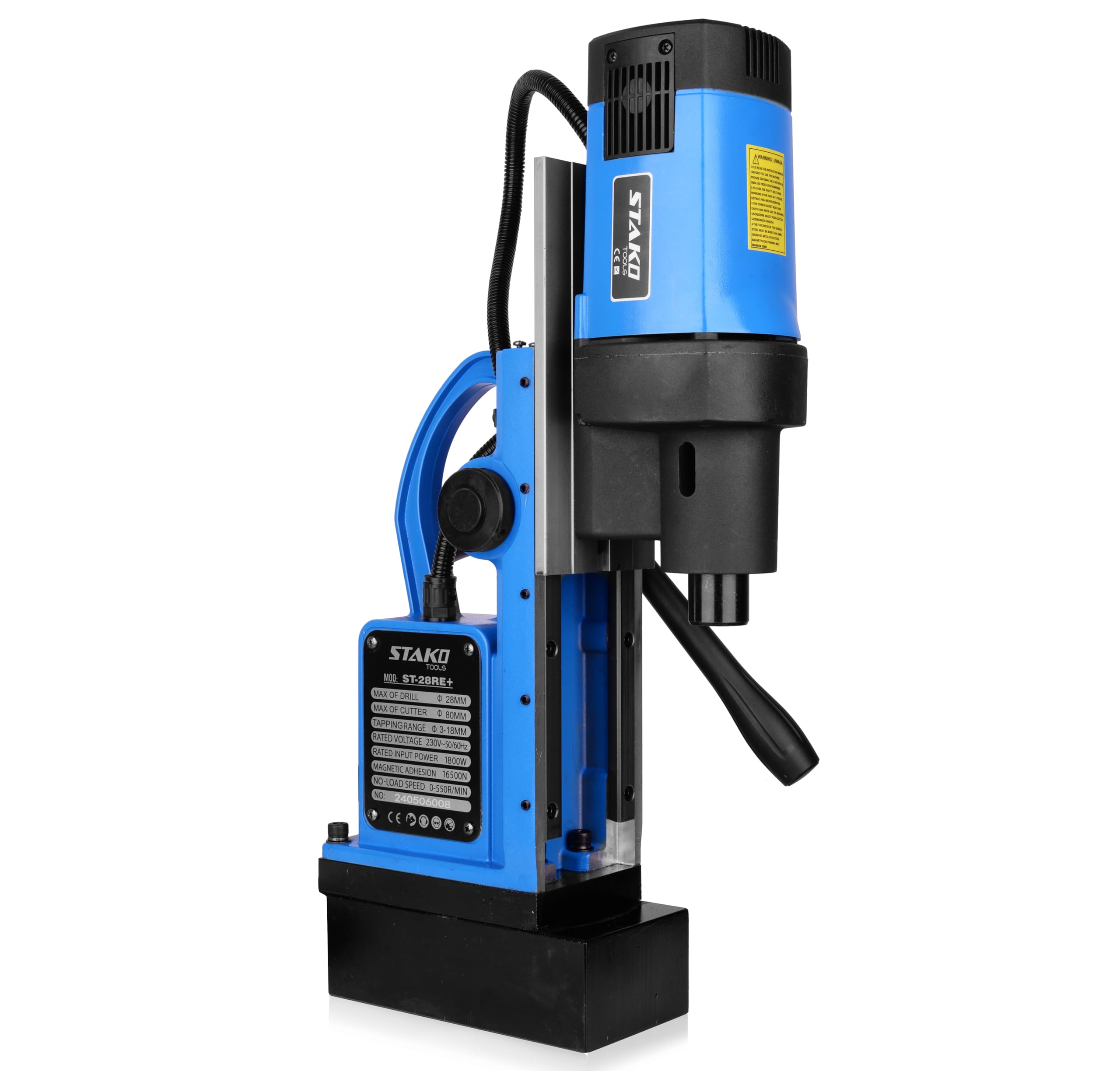 STAKO Magnetbohrmaschine 1800W mit Koffer ST-28RE+ Max. Ø80mm – 16500N Magnetkraft – Tragbare Kernbohrmaschine für Metallbearbeitung mit Bohrfutter B16 3-16 mm – Set-1