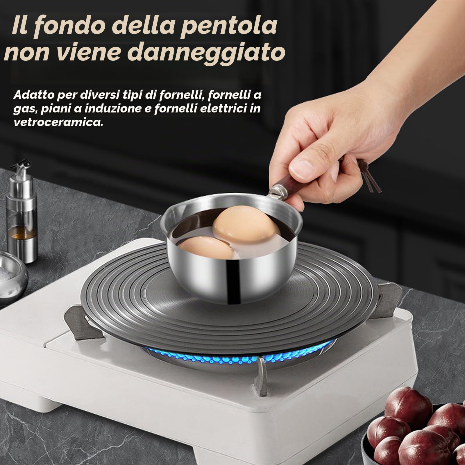 2 Pezzi Pentola per Latte Con Beccuccio: Padella in Acciaio Inox 304 Con Manico in Legno, per Induzione, Olio, Cucina a Gas (300 ml + 400 ml)