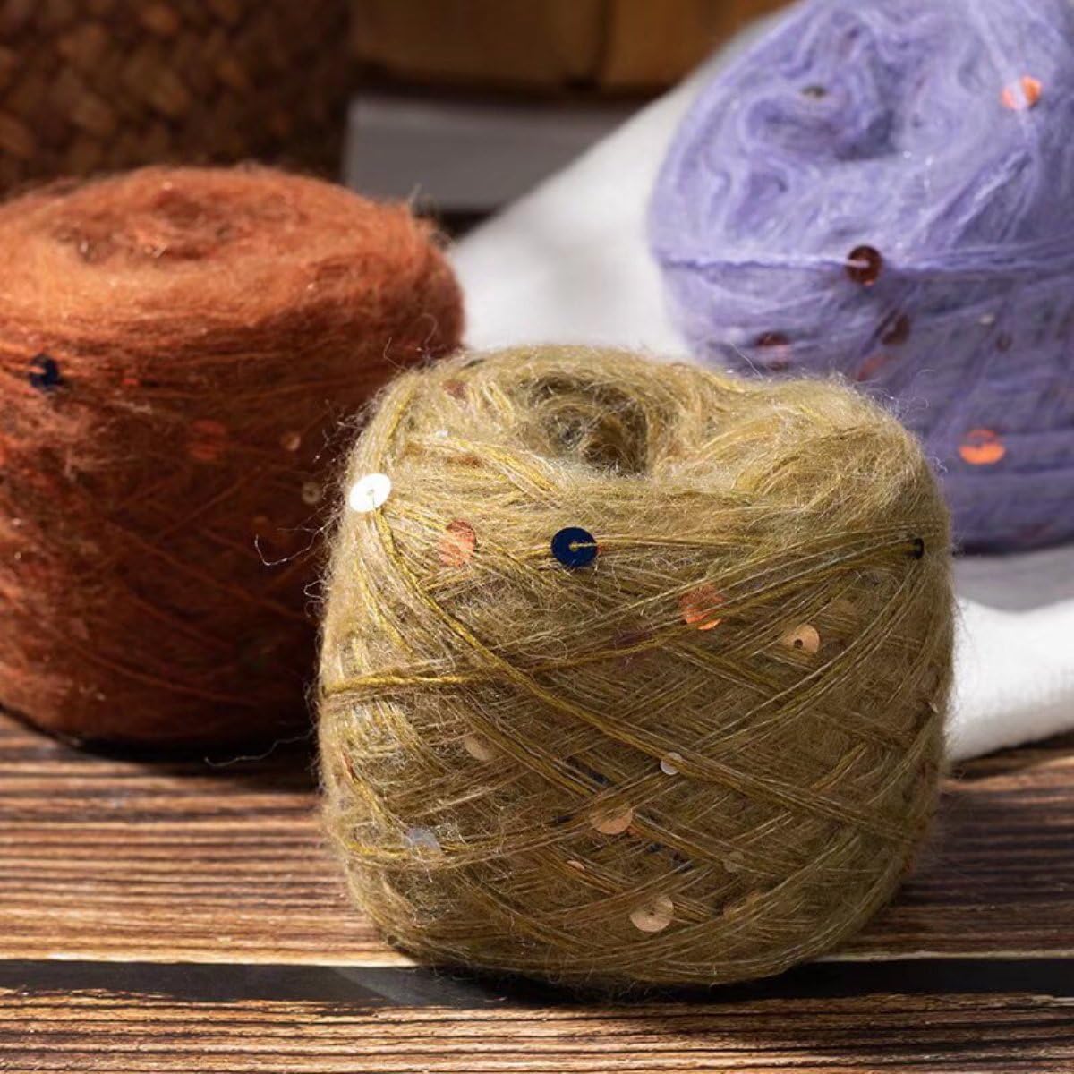 Glitzer-Mohair-Strickgarn, leichtes Häkelgarn für gemütliche Pullover, handgefertigte Kleidungsstücke und Bastelarbeiten, weich und vielseitig (100 g)