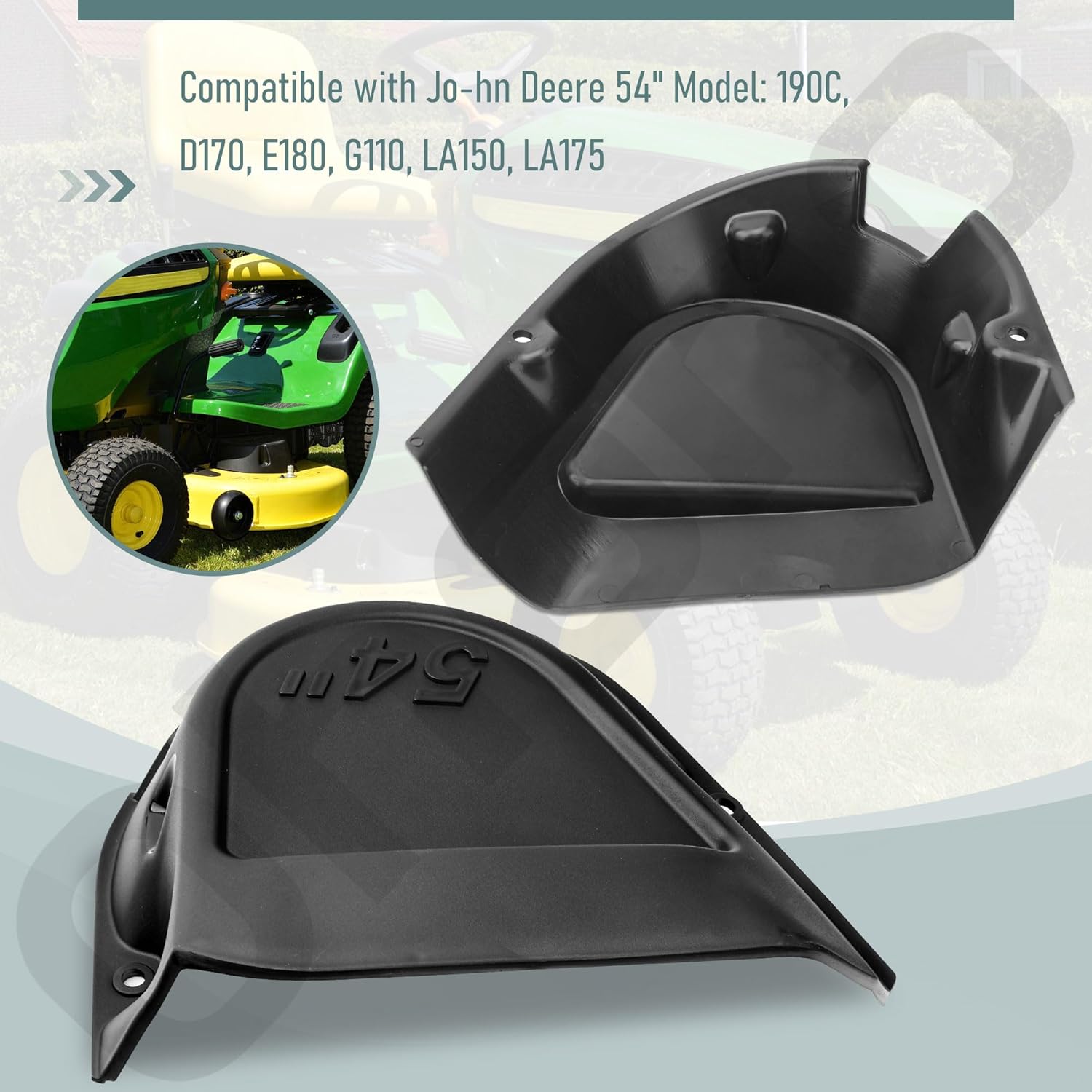 Ohoho GX22647 LH Shield & GX22646 Shield Compatible with Jo-hn Deere 54" Lawn Tractor - Fits Model 190C, D170, E180, G110, LA150, LA175