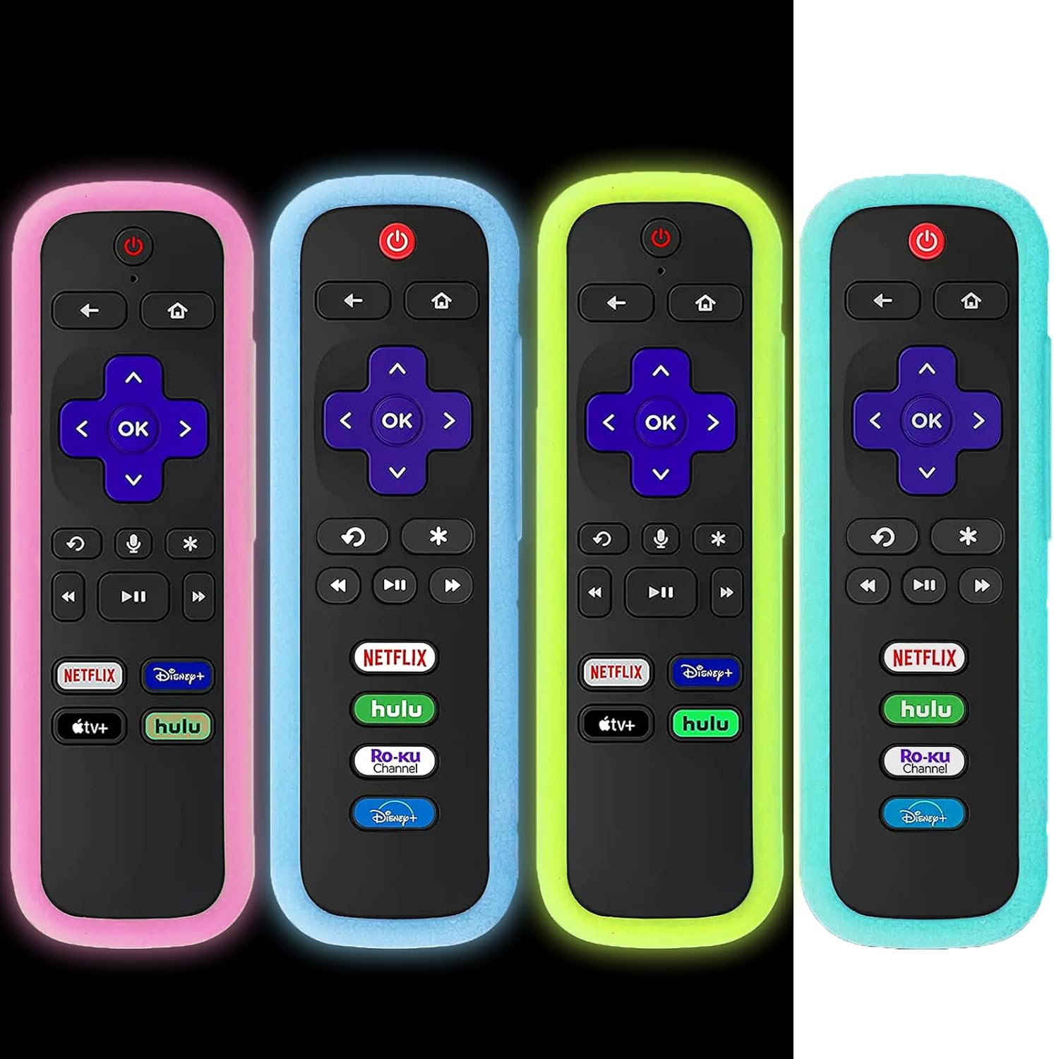4Pack Silicone Remote Cover for Roku TCL Hisense Roku