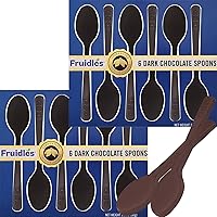 Vista 3 de Fruidles Paquete de 2 cajas de cucharas de chocolate negro, 6 por caja de cucharas comestibles para mezclar chocolate caliente, agitadores