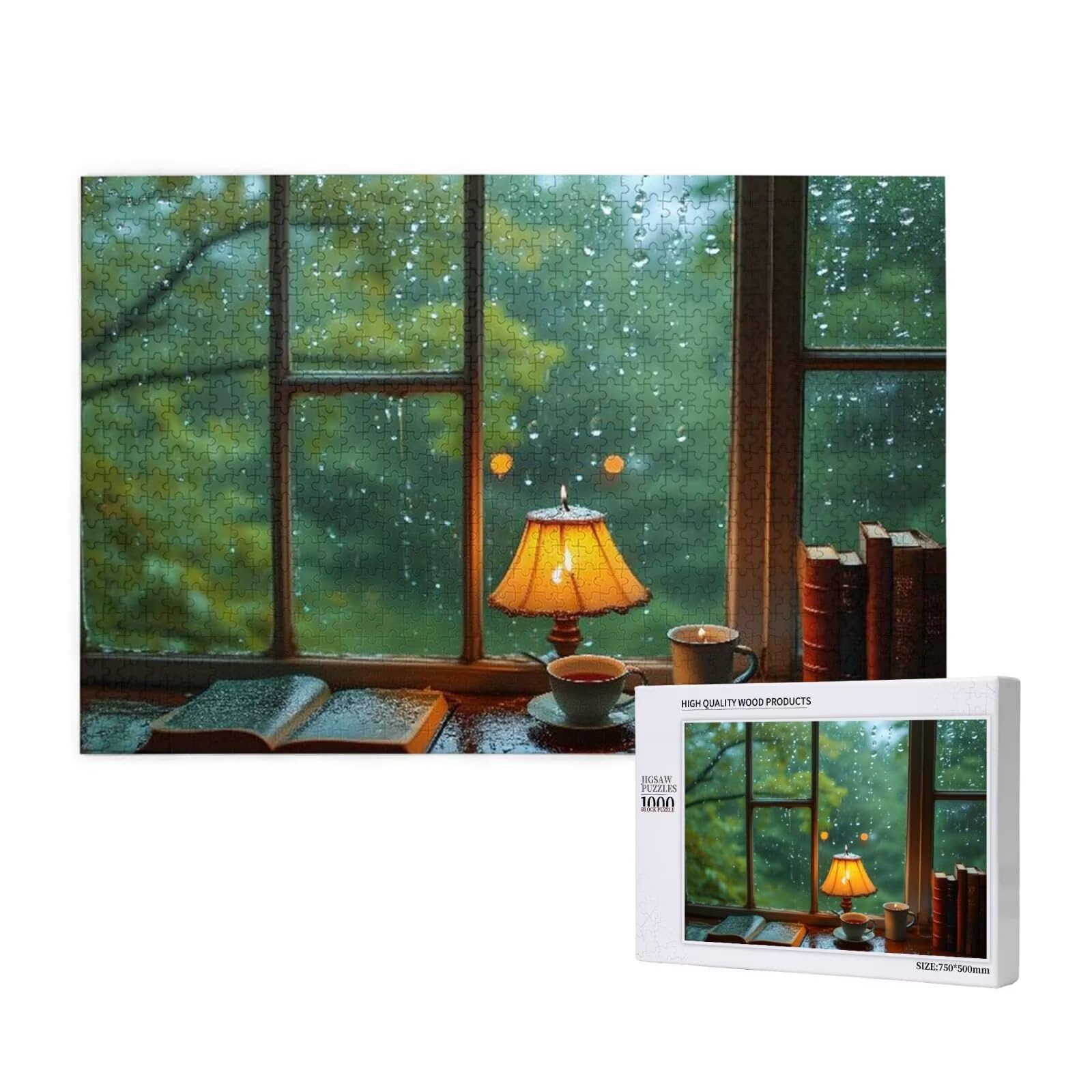 Puzzles Paisaje 1000 Adultos, Puzzle Ventana con Cajas y Cartel, Juego Clásico de Puzzle Arte para Entretenimiento Adultos, Regalos de Decoración del Hogar para Pasatiempos Creativos de Mujeres 2T-488