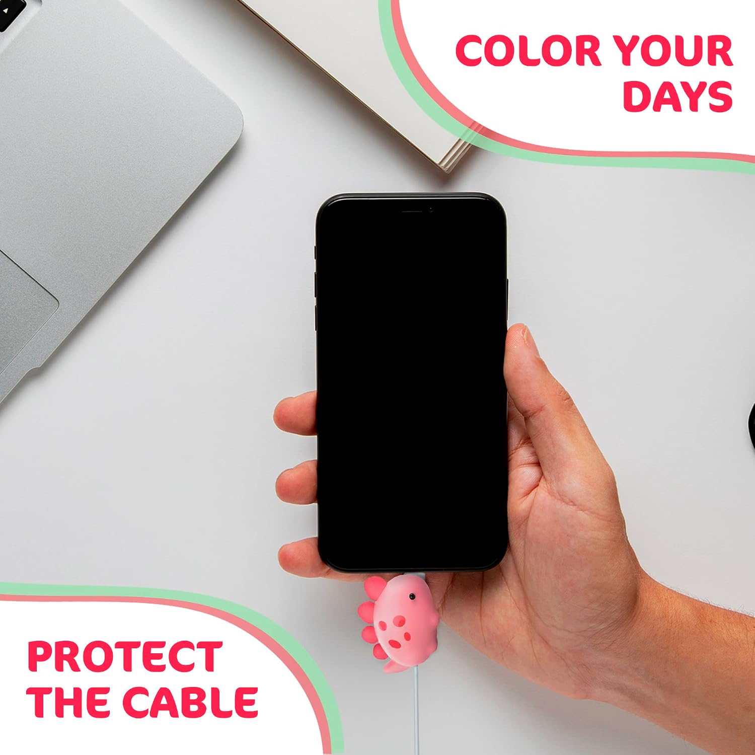 Phone Charger Cord Protector Animals - 3pcs Cable Protector Cute Charger Protector Animals for iPhone IPad Android - Plastic Jurassic Animal Bite Cable Protector Data Cable Protector for USB