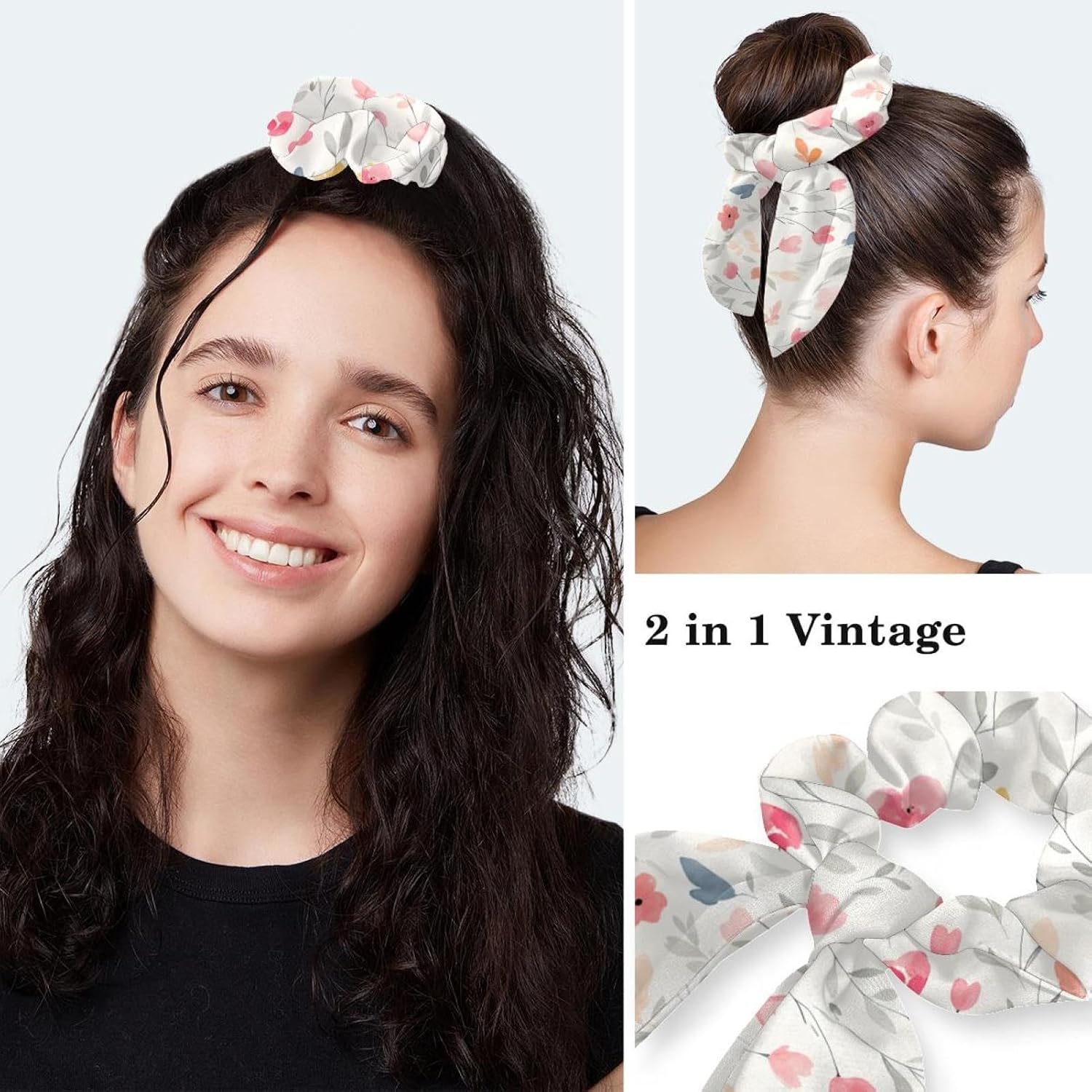 Scrub Caps Women Floral Nurse Hats Ponytail Tie Back