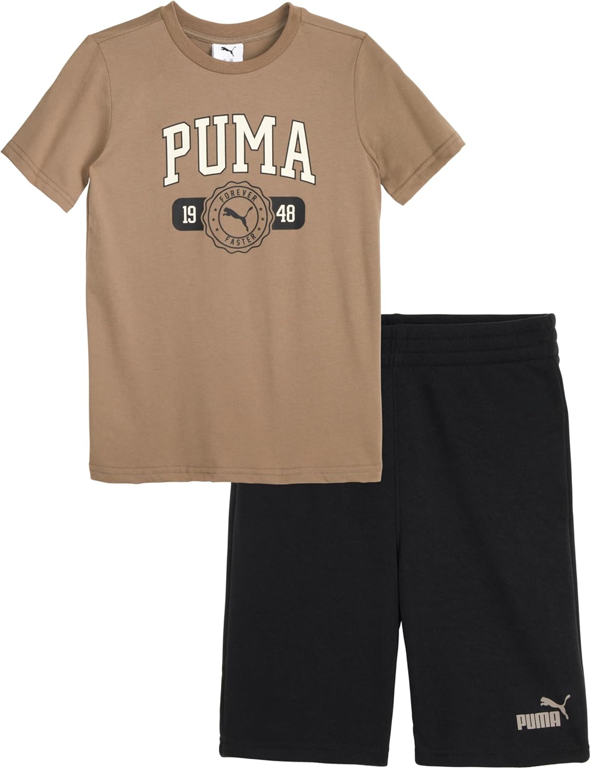 PUMA boys 2 Piece Set, Short Sleeve Crewneck T-shirt & Matching Short