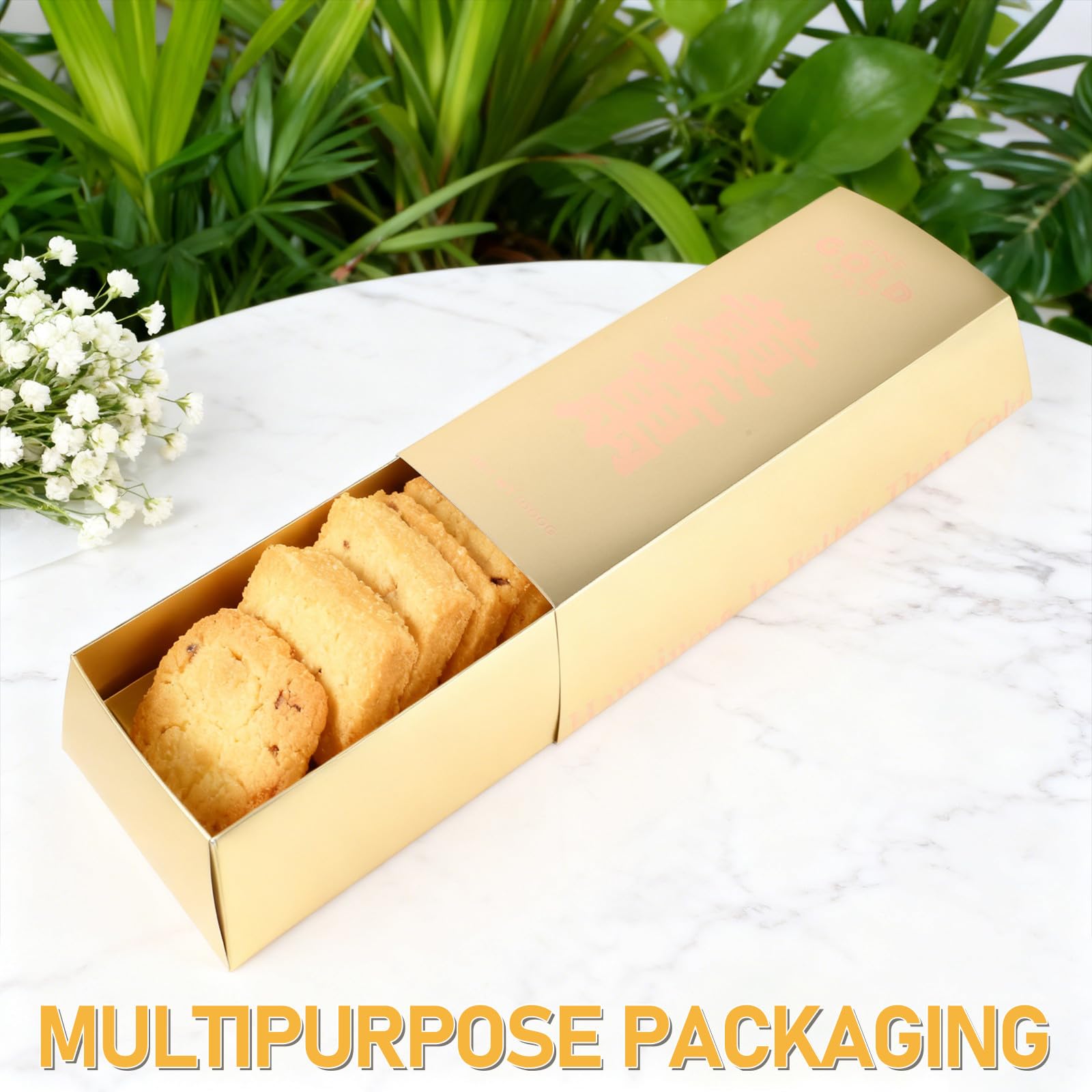 Goldene Süßigkeiten Geschenkboxen 5 Stück aus Papier in Ziegel Form | Schokolade und Sandwiches, für Tea Partys und Zusammenkünfte, Elegante Optik