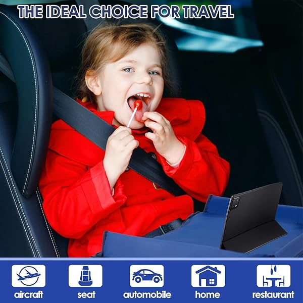 Kids Car Seat Tray, Adjustable Strap Pocket Car Seat Tray Table, Foldable Activity Lap Desk, Portable Road TripEssentials, for Activities Must HaveToddler Lap Desk Organizer Airplane - 2