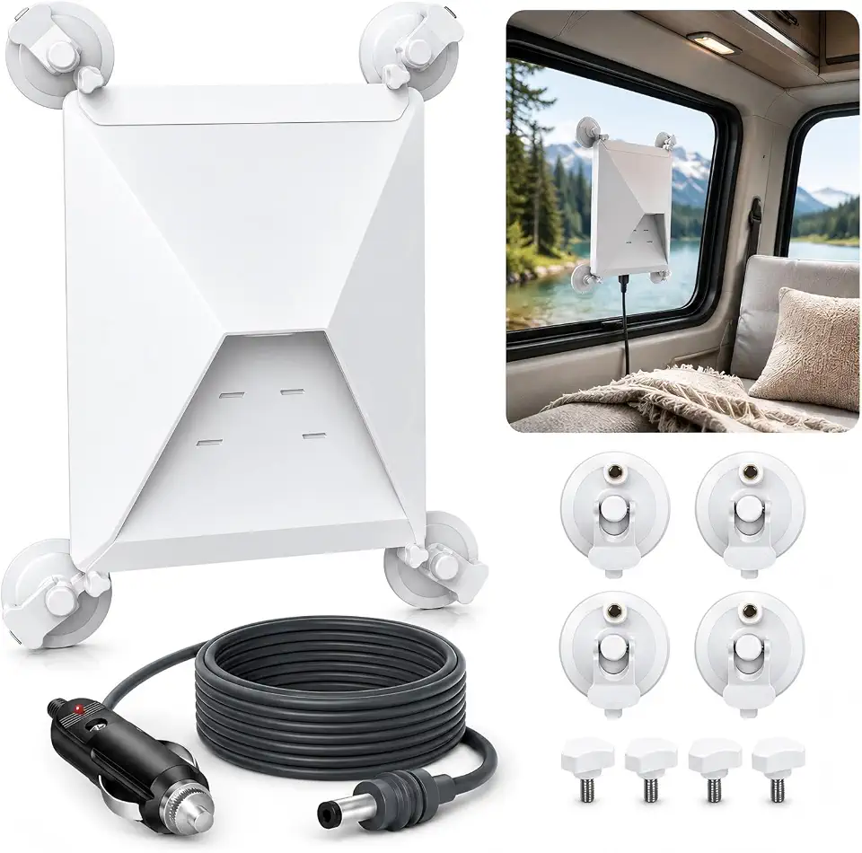 Suporte Starlink Mini para Carro com Ventosa Forte, Fonte Veicular 12V e Cabo de Energia, Fixação Estável no Painel e Para-brisa