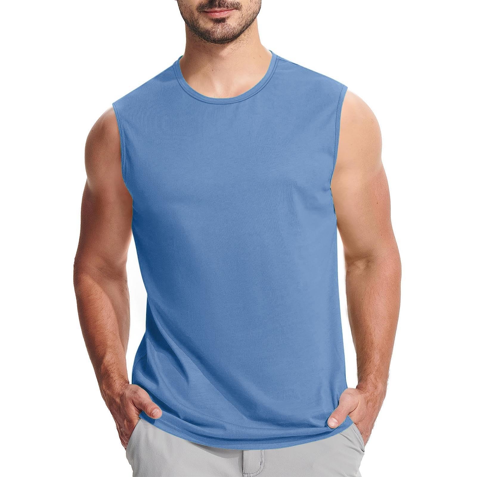 Tank Tops Men Undershirt Casual Quick Dry Workout Sleeveless Gym Mucle Shirts Crew Neck Athletic Bodybuilding Tee Shirt