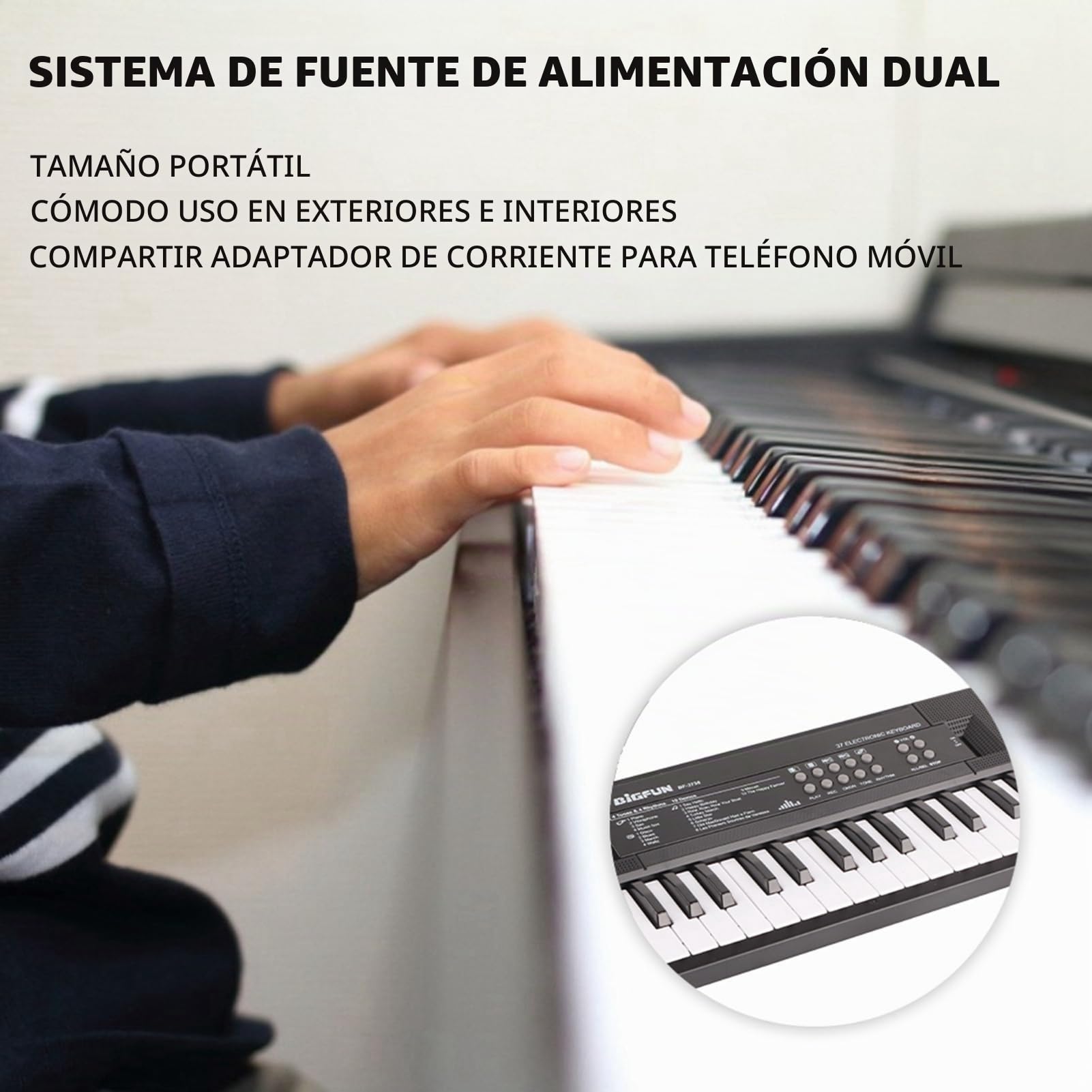 Piano Electrico, Teclado eléctrico Teclado musical electrónico portátil de 37 teclas con función de grabación de micrófono para niños que aprenden
