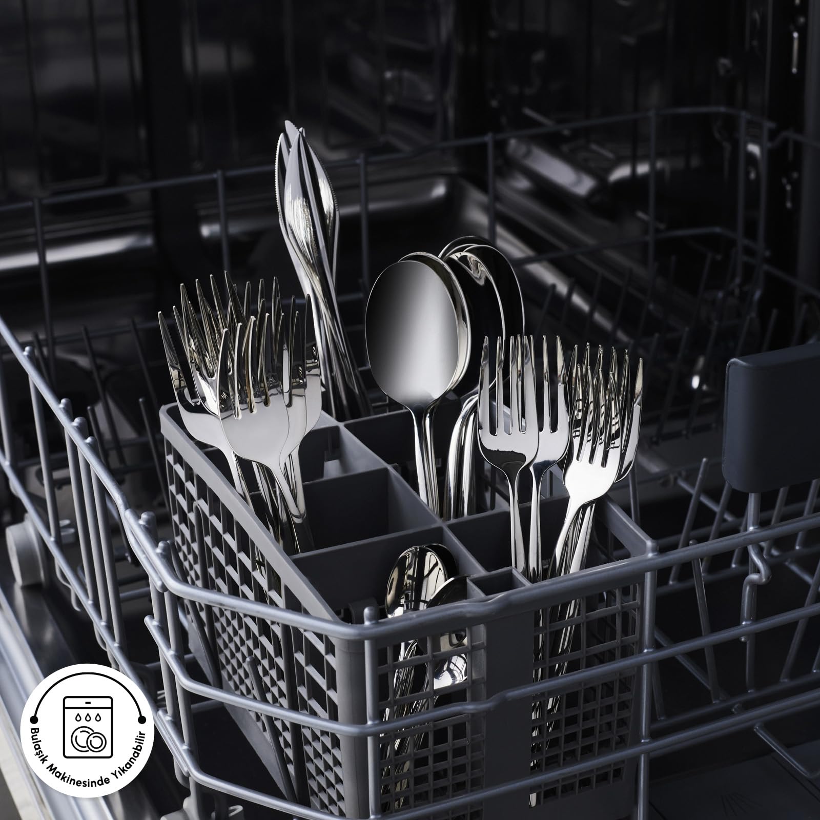 Karaca Lizbon Bestecksets - 18/10 Edelstahl Besteck Set für 12 Personen Spülmaschinenfest Rostfrei Besteckset 60-teilig Silberbesteck, Löffel, Messer und Gabel Set Premium Essbesteck - Platin