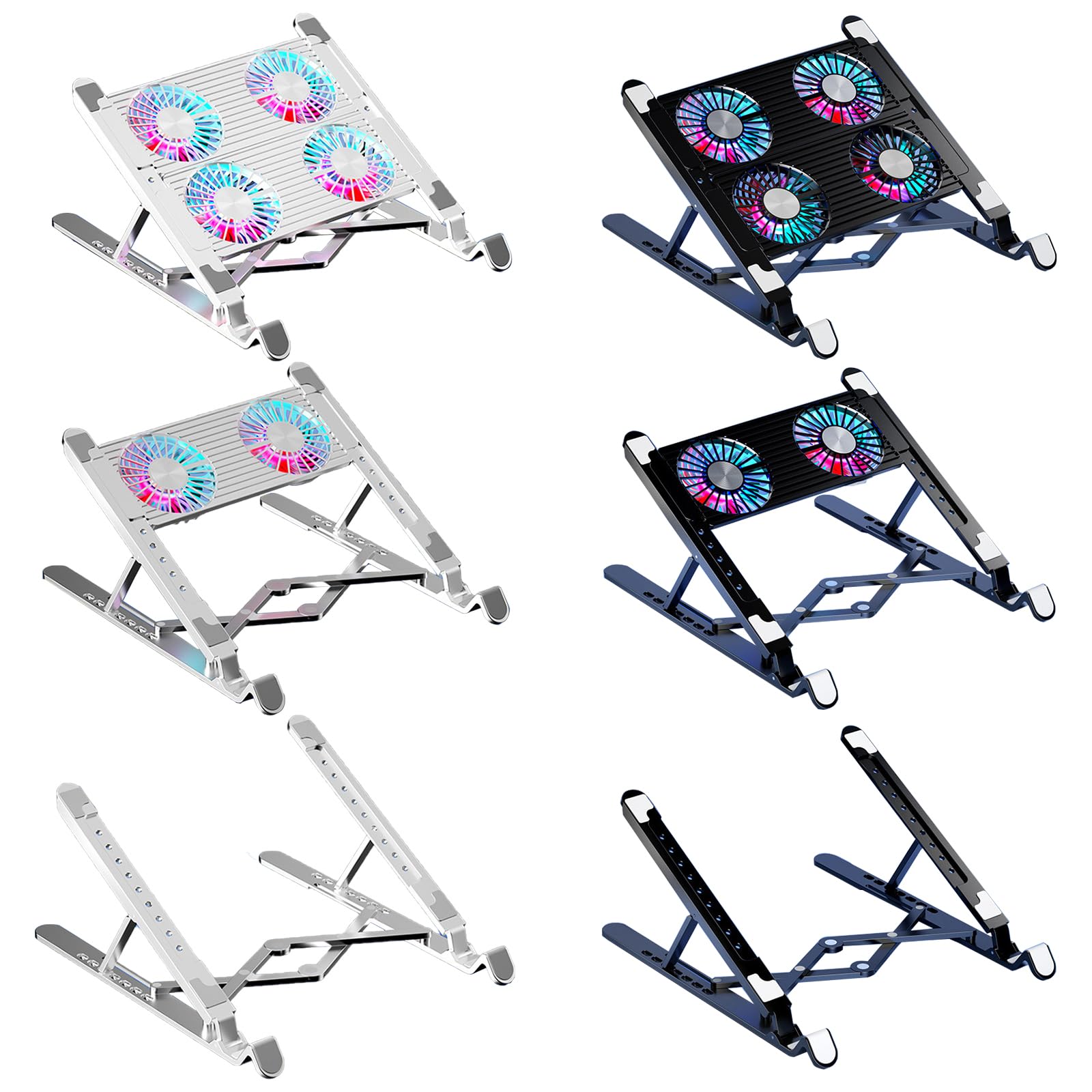 Almohadilla de refrigeración LED para computadora portátil, enfriadores silenciosos, soporte plegable para laptop, soporte de altura