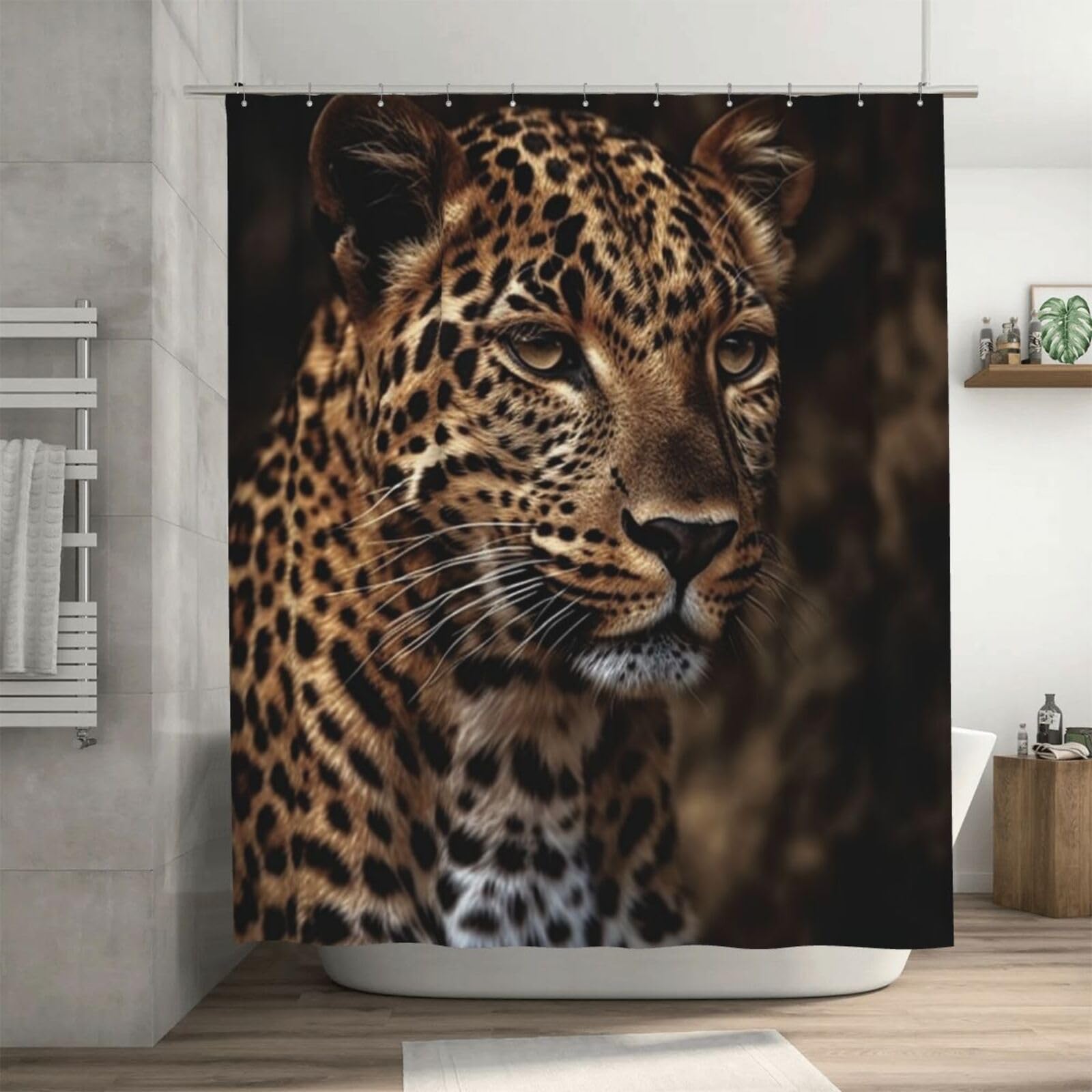 Rideau de douche épais et imperméable léopard marron haut de gamme 183 cm