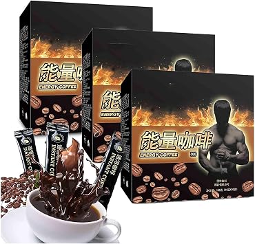 Men's Energy Coffee - Black Maca Men's Energy Coffee,Maca Coffee Powder, Instant Maca Coffee for Men, Coffee Blended for Men 3BOX