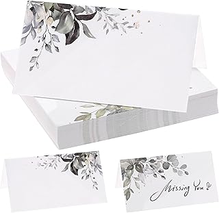 50Pcs Weeding Place Cards for Table Setting Wedding Reception Greenery Table Name Cards Printable Folded Tent Card for Birthday Party Bridal Banquet Dinner Reception 3.9 x 3.5Inch
