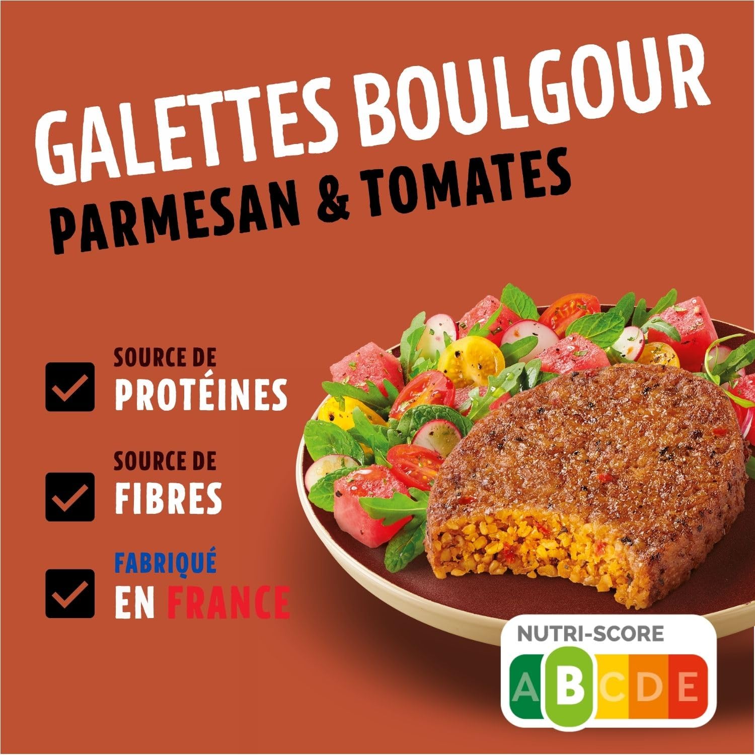CÉRÉAL BIO – Galettes Boulgour de Blé, Parmesan & Tomates Confites Bio – Végan & Bio – Repas Prêts à Réchauffer – Lot de 12 Boîtes – Nutriscore A – 200 g