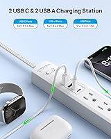 Vista 3 de TROND Surge Protector Power Strip with 360° Rotating Flat Plug, 5 Widely Spaced Outlets with 2 USB C and 2 USB A, 1440J Surge Protector, Wall