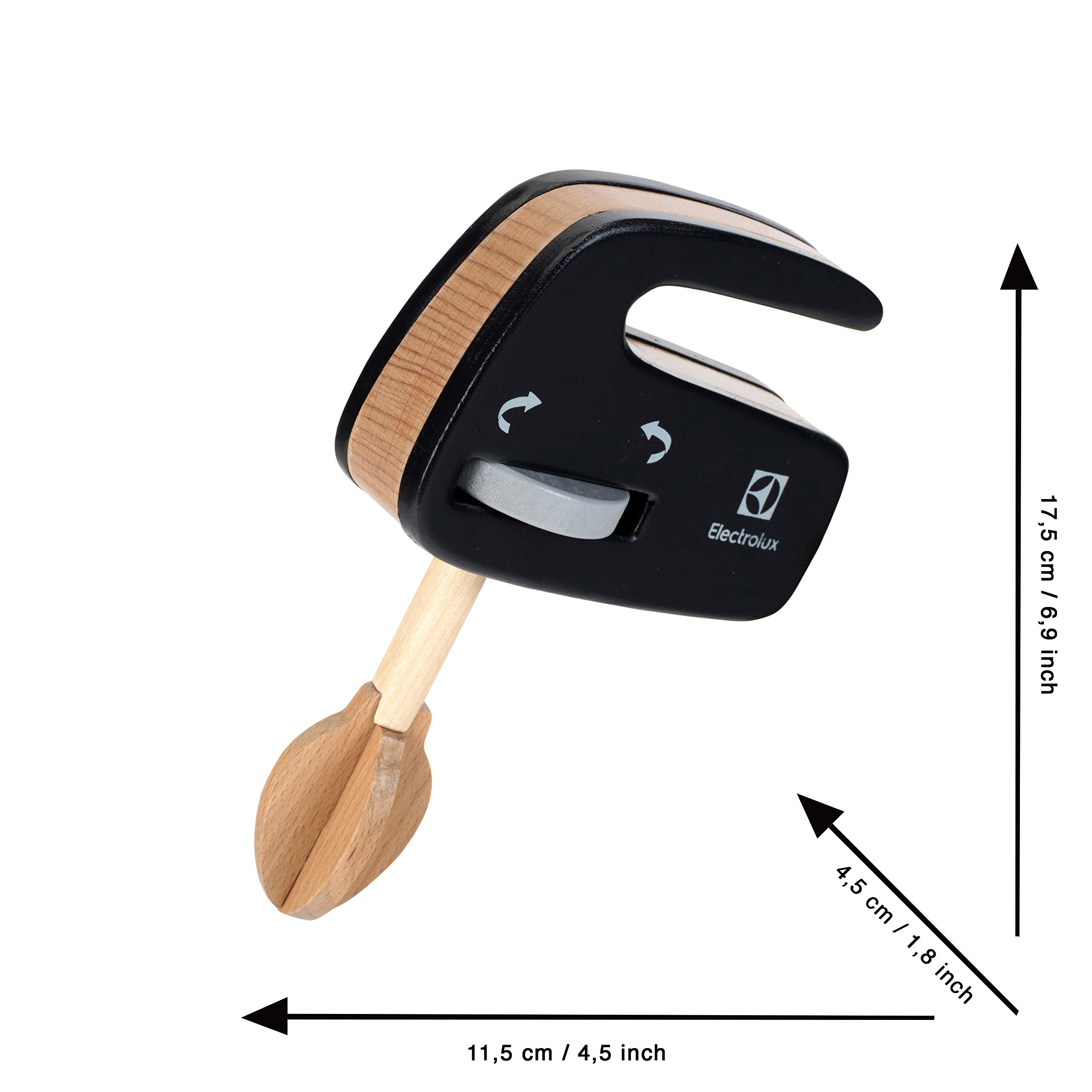 Electrolux 7402 Drewniany mikser ręczny | Mikser z obracającym się mieszadłem | Akcesoria do kuchni dziecięcych i zabawkowych | Wymiary: 11,5 cm x 4,5 cm x 17,5 cm