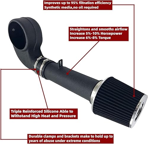 Miniatura 2 de Kit de admisión de aire frío de 3.5 pulgadas con filtro 1988-1995 compatible con Chevrolet GMC CKRV C1500 C2500 C3500 K1500 K2500 K3500 para