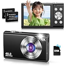 Digital Camera, 4K Digital Camera, Auto Focus, 48 Megapixels, Compact Digital Camera, 16x Digital Zoom, Image Stabilization, Vlog Selfie, Compact Camera, 2.8 Inch IPS Screen, 32 GB MicroSD Card