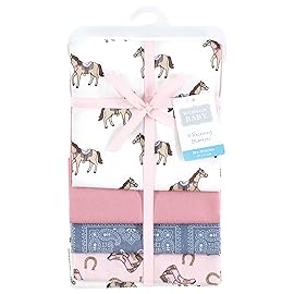 Hudson Baby Unisex Baby Cotton Rich Flannel Receiving Blankets 4-Pack, Cowgirl, One Size