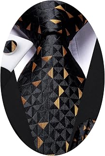Silk Men's Tie and Designer Necktie Pocket Square Cufflinks Set for Party Formal Wedding