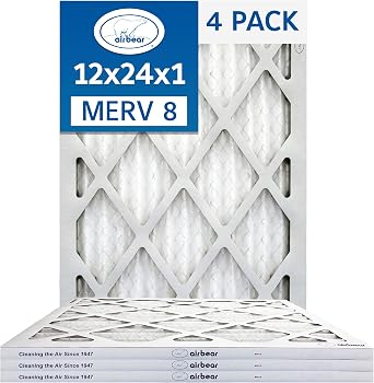 فلتر هواء 12x24x1 MERV 8 4-Pack TRION Air Bear استبدال مرشحات الهواء HVAC الحجم الفعلي 11.50 x 23.50 x 0.75 بوصة