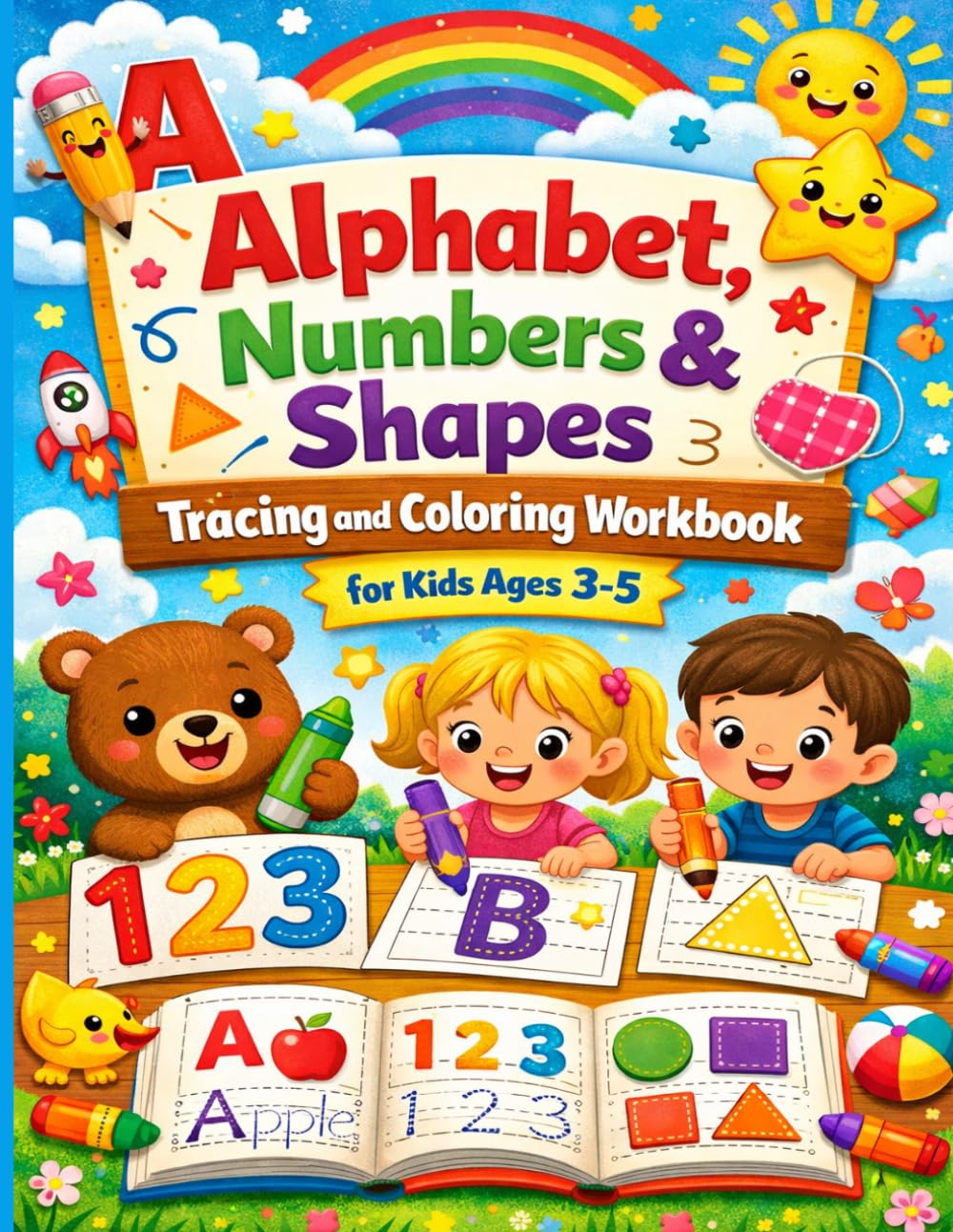 Preschool Tracing and Coloring Workbook for Early Learners Ages 3–5: Alphabet, Numbers & Shapes Activities to Build Handwriting, Fine Motor Skills, and Creativity