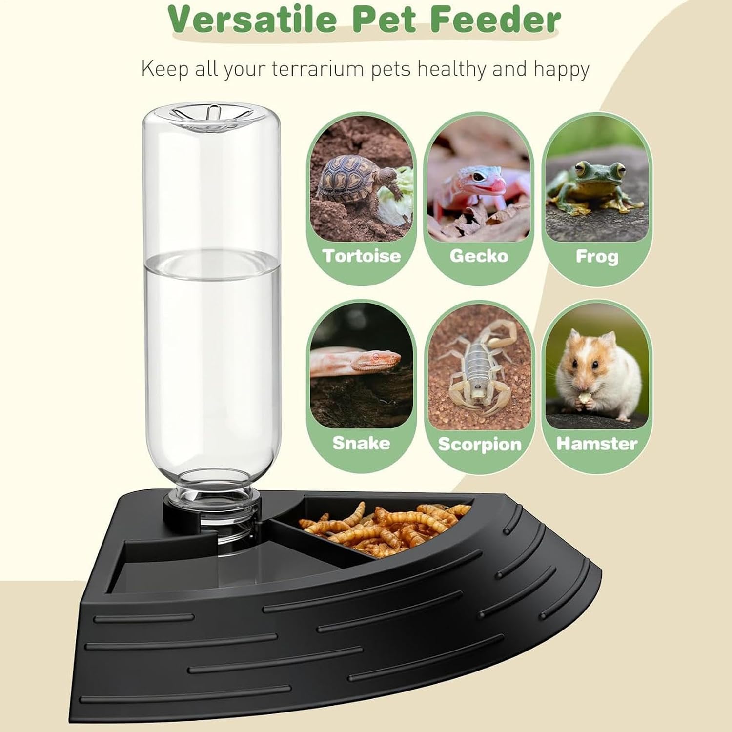 Reptile Water Bowl 2-in-1 with Ramp Non-Slip Automatic Dispenser image 4