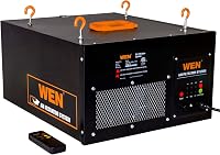 WEN 3410 3-Speed Remote Control Air Filtration System 400 CFM Max, RF Remote, Dual Filters for Workshop Dust Control - Black