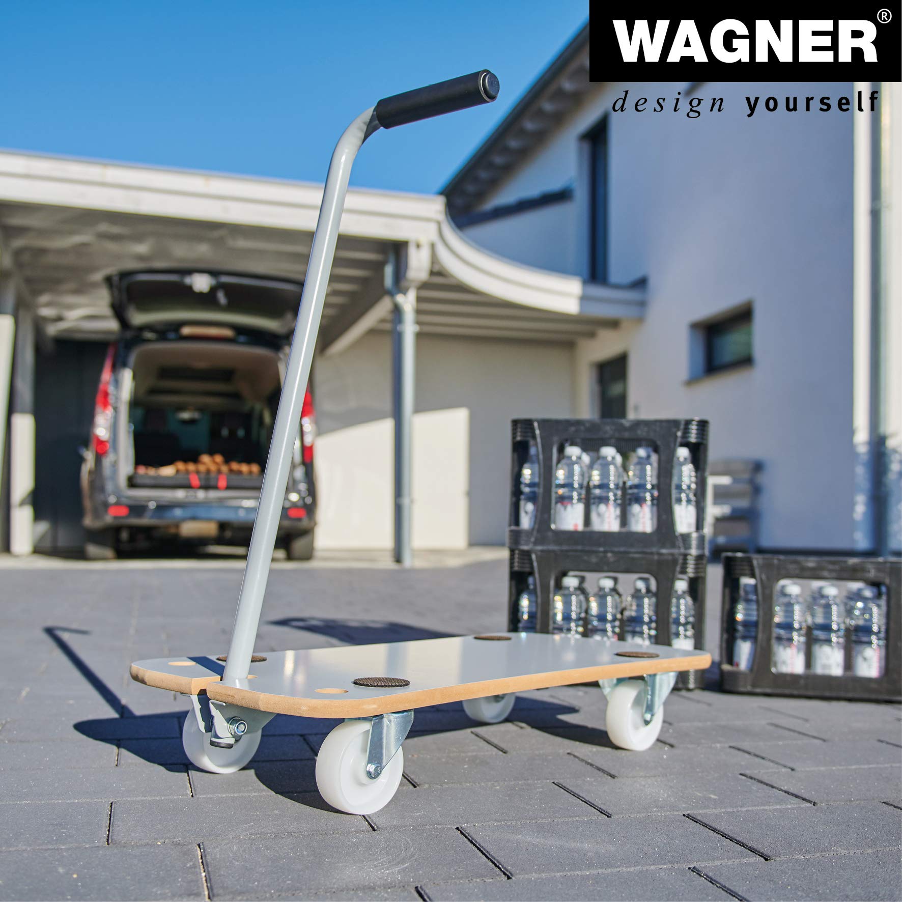 WAGNER Carrello da trasporto MM 1389 I 79 x 39 cm I timone pieghevole - ideale per carichi pesanti I cuscinetti antiscivolo I portata 200 kg I facile da pulire - 20138901
