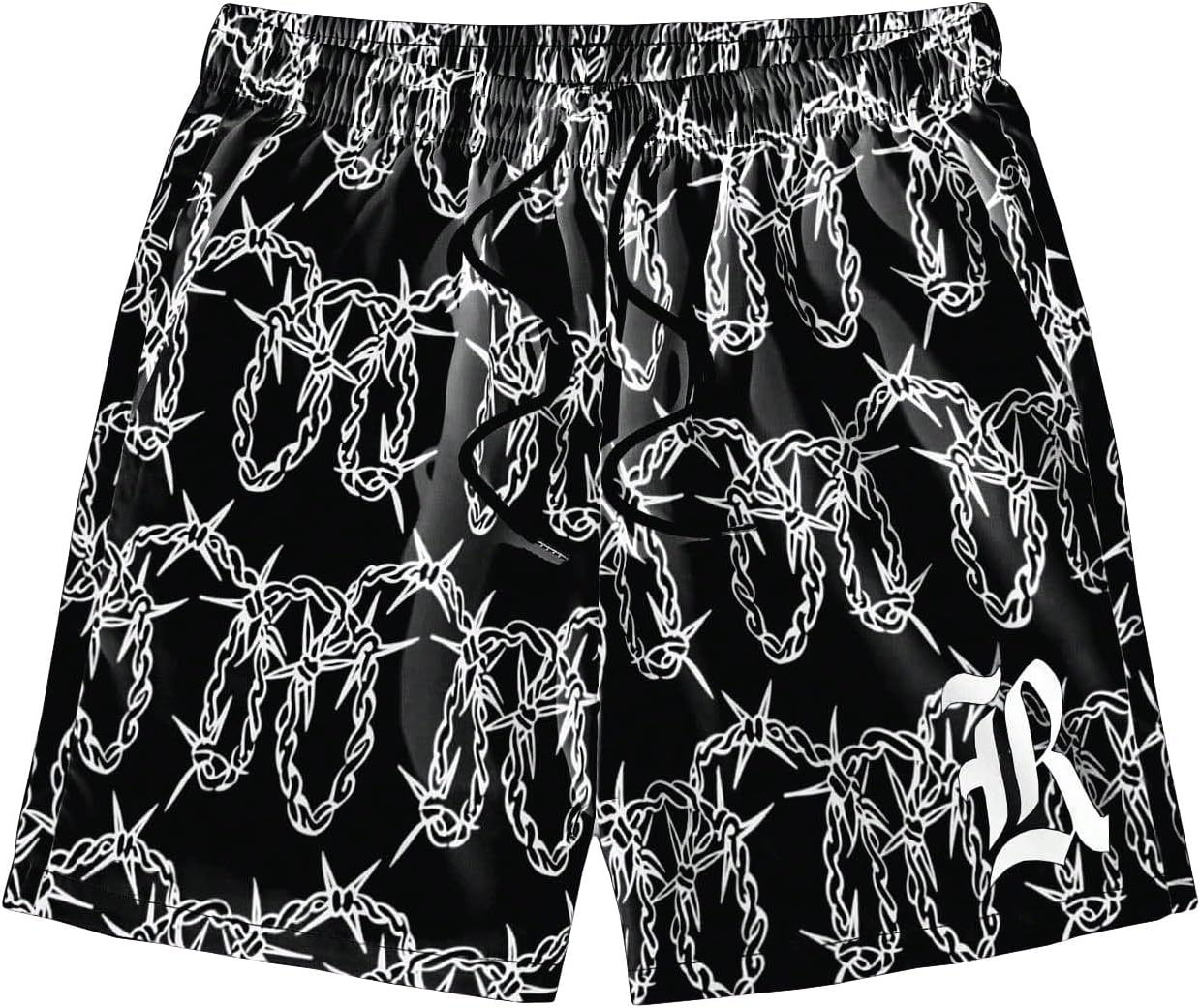 GORGLITTER Men's Graphic Print Gym Track Shorts Drawstring Waist Pockets Workout Cool Shorts
