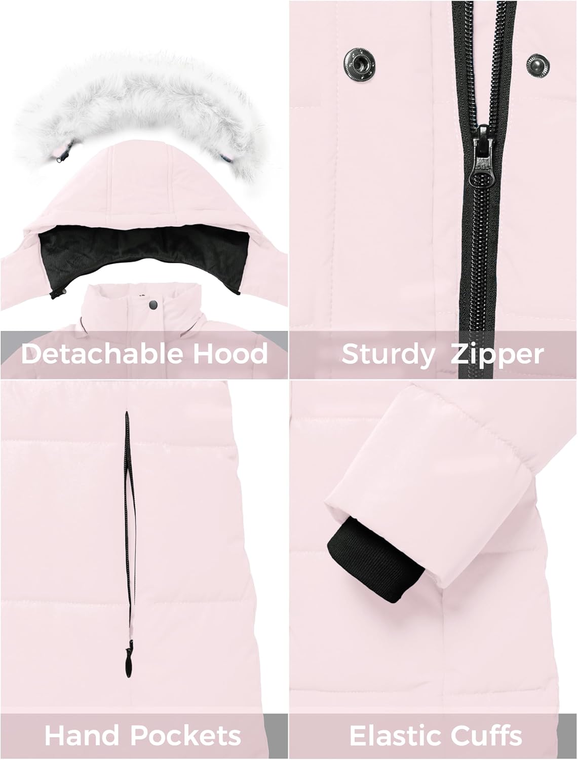 ZSHOW Girls' Winter Coat Long Hooded Parka Soft Fleece Puffer Jacket with Removable Hood - Image 6