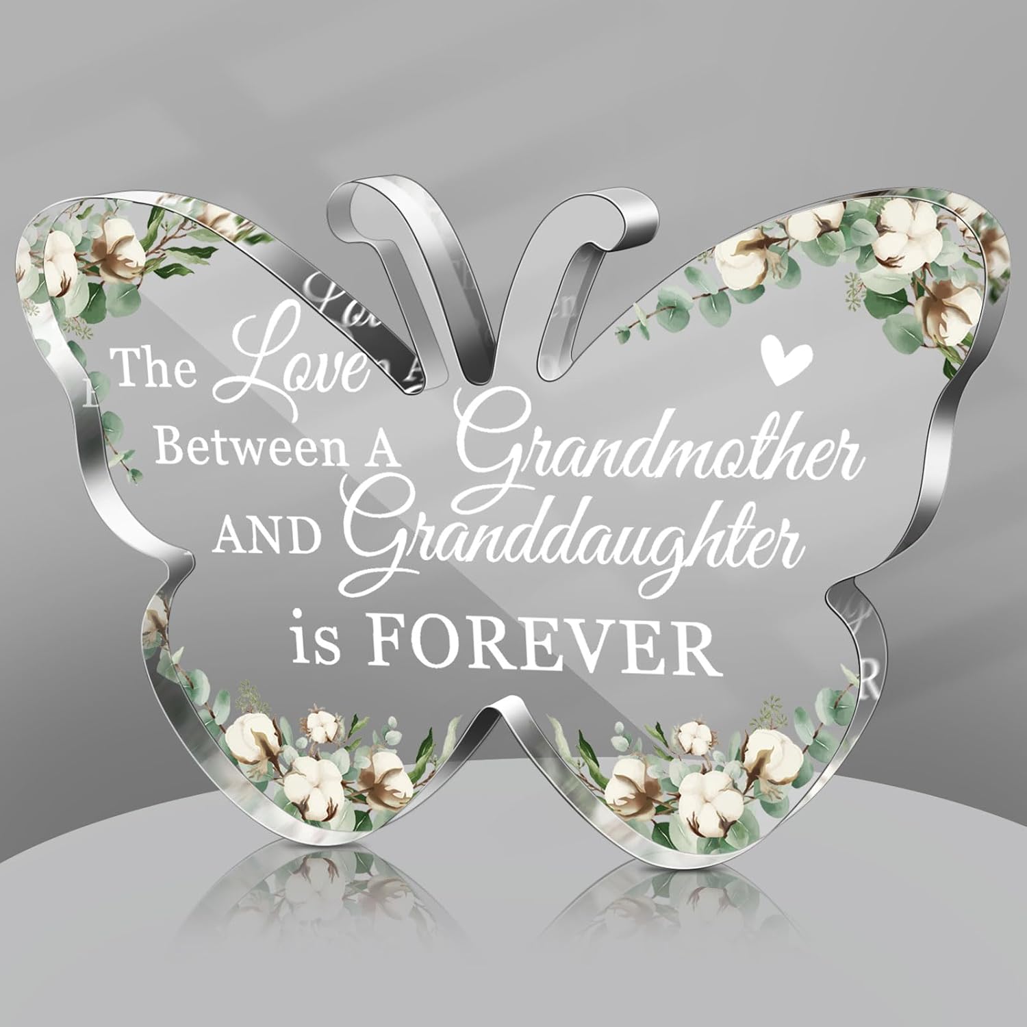 Jetec Grandma Gift Birthday Christmas Acrylic Gift Butterfly Shape Grandmother Sign from Granddaughter Grandson Thoughtful Mother's Day Ideas(Butterfly Granddaughter)