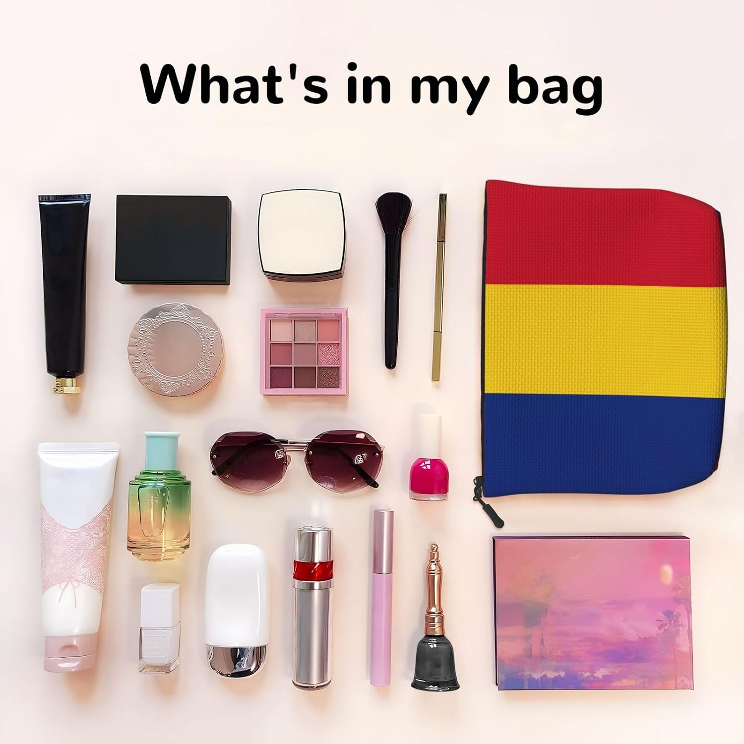 Fake Hemp Flag Of Romania Print Makeup Bag image 3