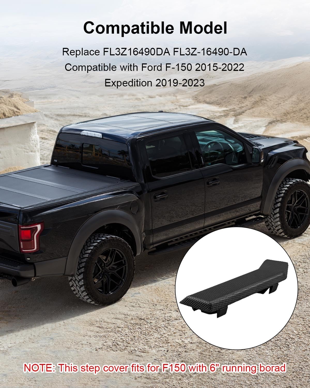 2pcs Right Passenger Side Running Board-Step Pad Grip Cover Replace FL3Z-16490-DA Fits for Ford F-150 2015-2022 Expedition 2019-2023