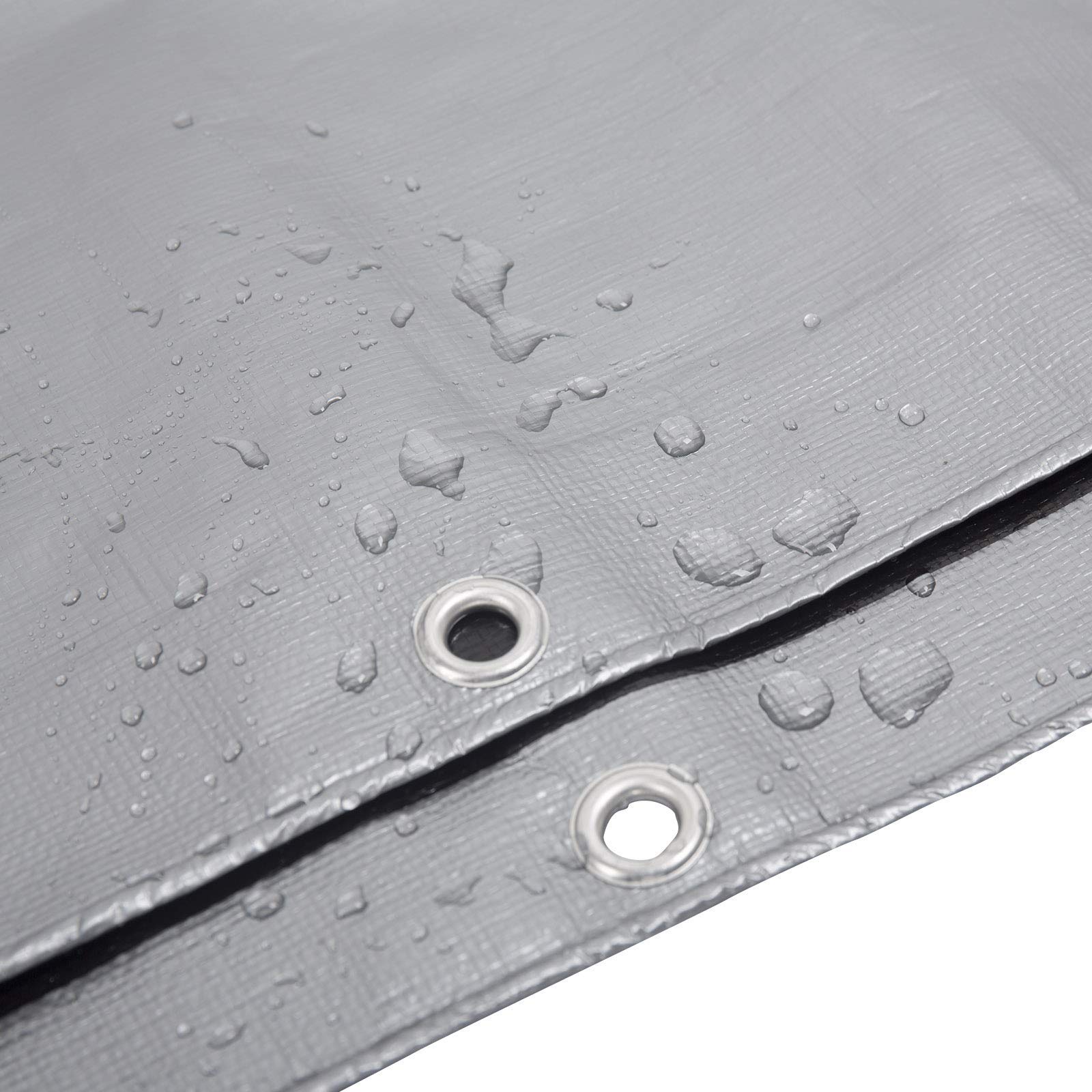WOLTU Plandeka 180g/m² z oczkami na grill samochodowy trampolina wodoodporna, odporna na rozdarcia,4x6m Szary+Czarny
