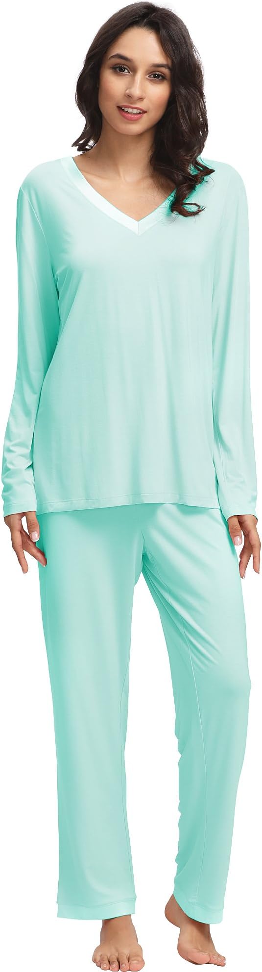 GYS Pajamas Set for Women - Viscose Made from Bamboo, Long Sleeve Sleepwear with Pants Soft Comfy Pj Lounge Sets S-4X