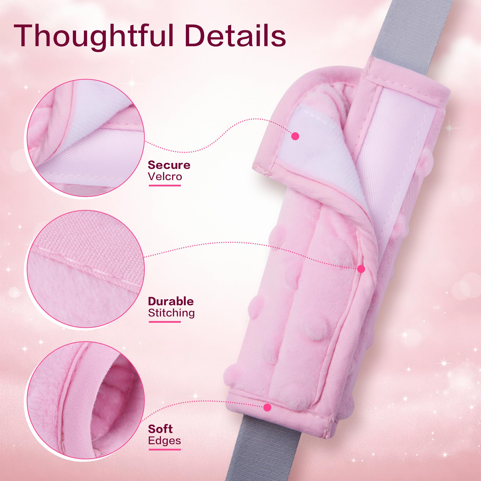 Pro Goleem Fundas de correa de asiento de coche para bebés y niñas, almohadillas suaves para todos los asientos de coche, cochecito, coche de empuje, rosa