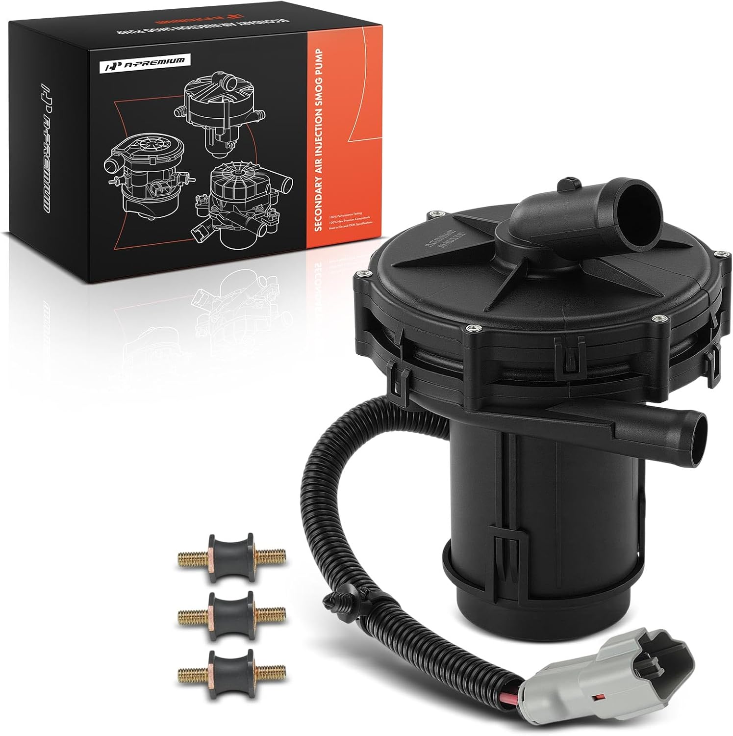 A-Premium Secondary Air Injection Smog Pump Compatible with Volvo S60 2001-2004 2.4L, XC70 2005-2006 2.5L, C70 1998-2004 2.3L 2.4L, C70 2006 2.5L, S70 1998-2000 2.3L 2.4L, V70 1998-2003 2.4L