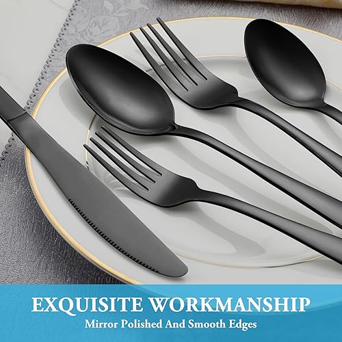 Miniatura 47 de MUTNITT Juego de cubiertos de 30 piezas para 6, juego de cubiertos de acero inoxidable de alta calidad, cubiertos pulidos con espejo