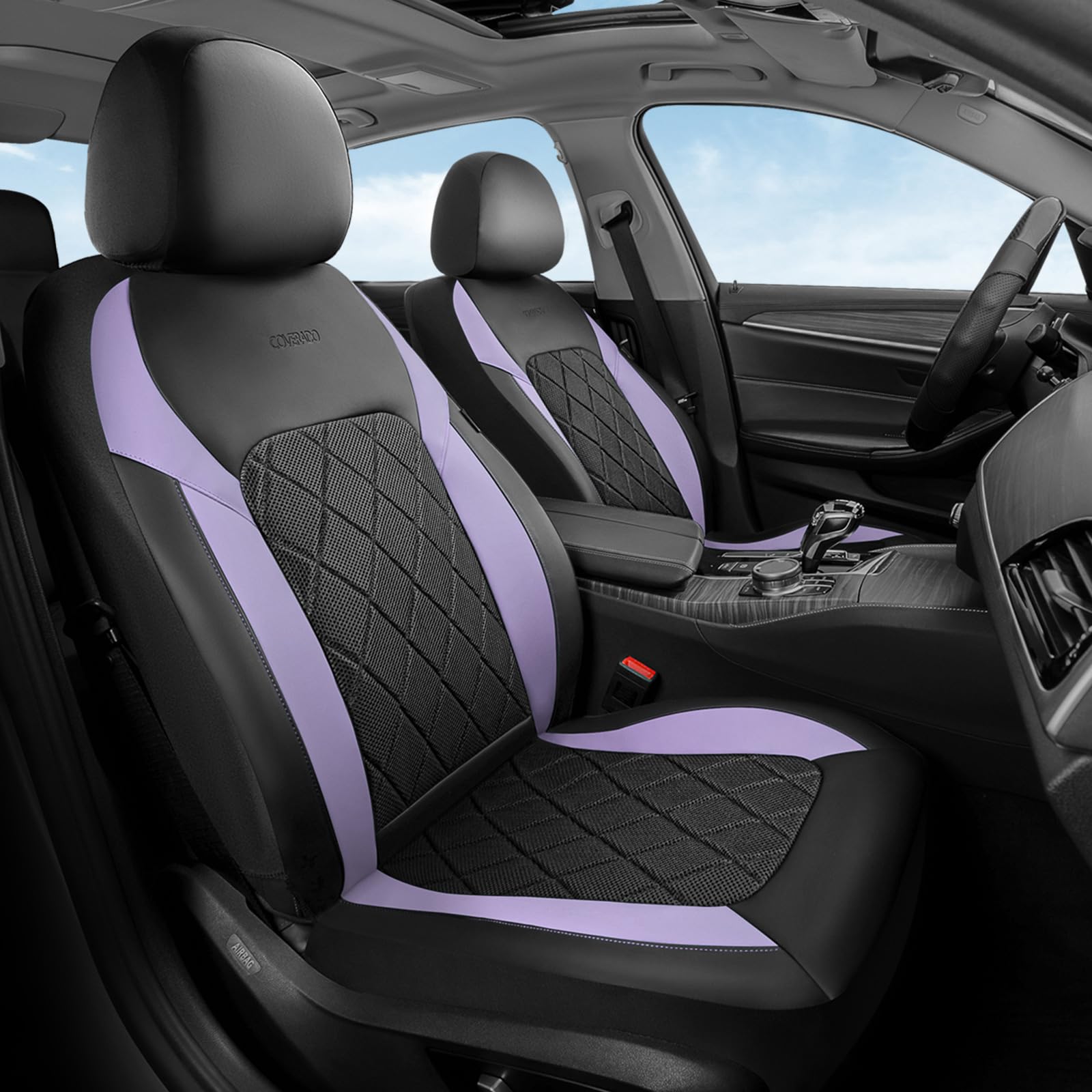 Coverado Car Seat Covers, Front Seat Covers, 2 Front Automotive Seat Cover, Mesh Breathable Seat Protectors, Universal Fit for Most Cars