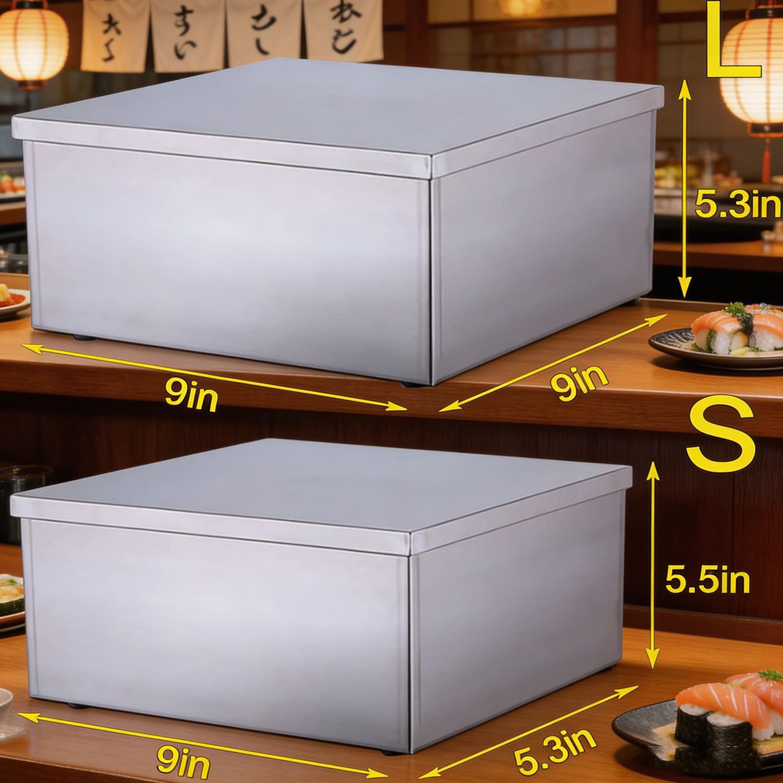 MObyat Caja Secadora De Algas Nori, De Acero Inoxidable 304 con Interruptor Manual, Temperatura Ajustable para Cocina, Cable De Alimentación Extendido, Ideal para Restaurantes De Sushi