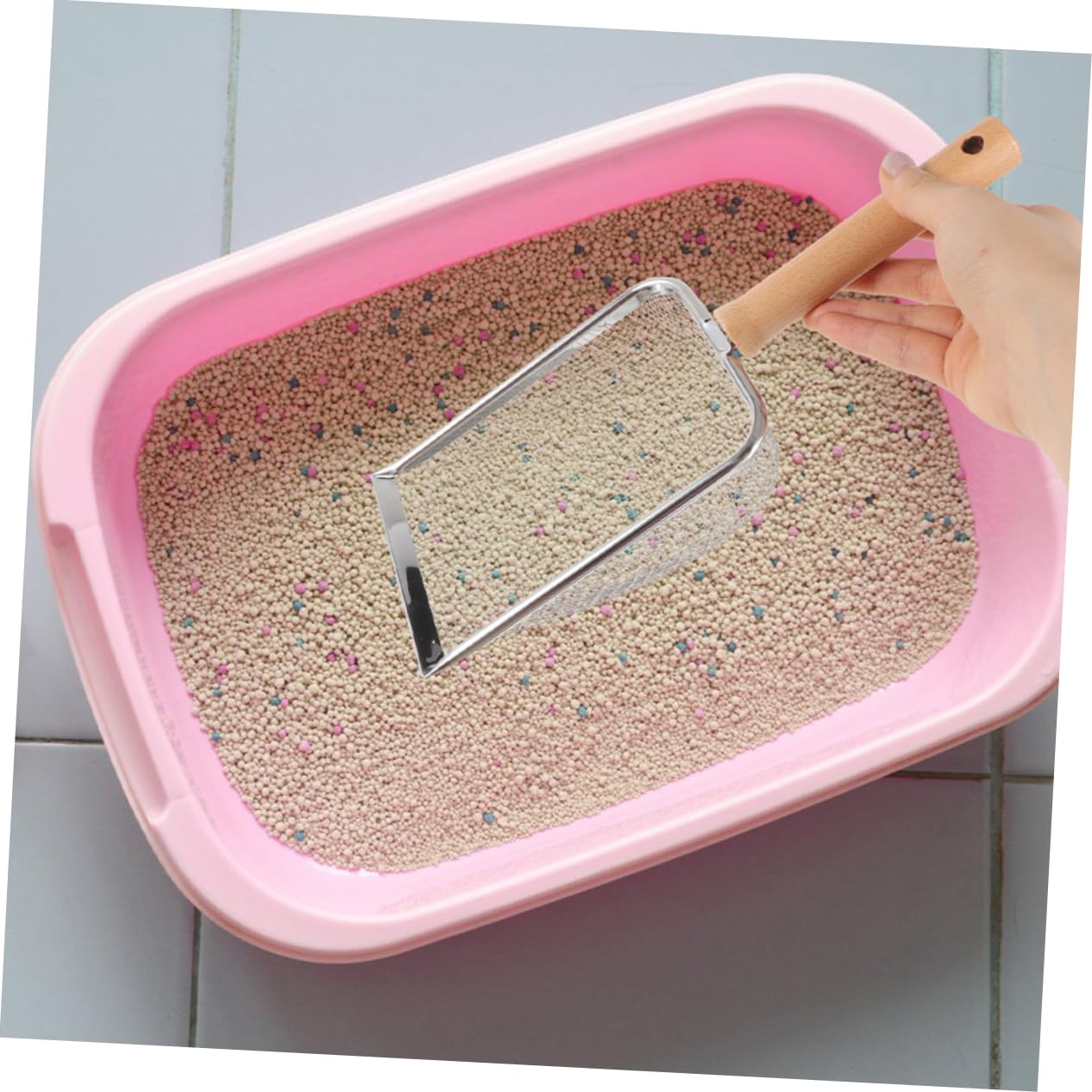 Pala para Arena de Gato, Diseño de Acero Inoxidable for una Limpieza eficiente los excrementos Gato for el Mantenimiento la Caja Arena. Características filtradas