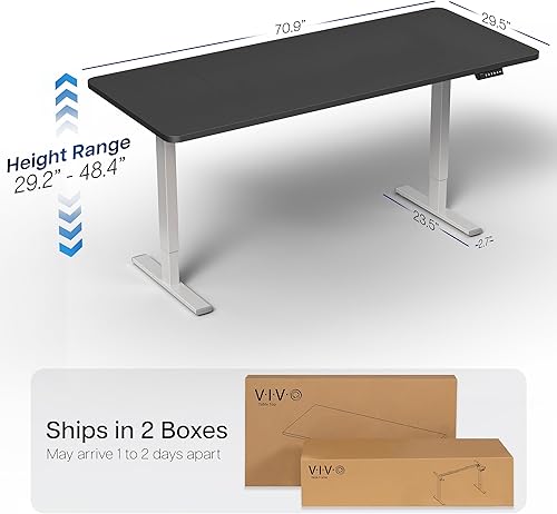 Vista 478 de VIVO DESK-KIT-1W6G - Escritorio eléctrico de pie de 60 x 24 pulgadas, ajuste de altura de memoria, serie 1B, parte superior de nogal oscuro de una
