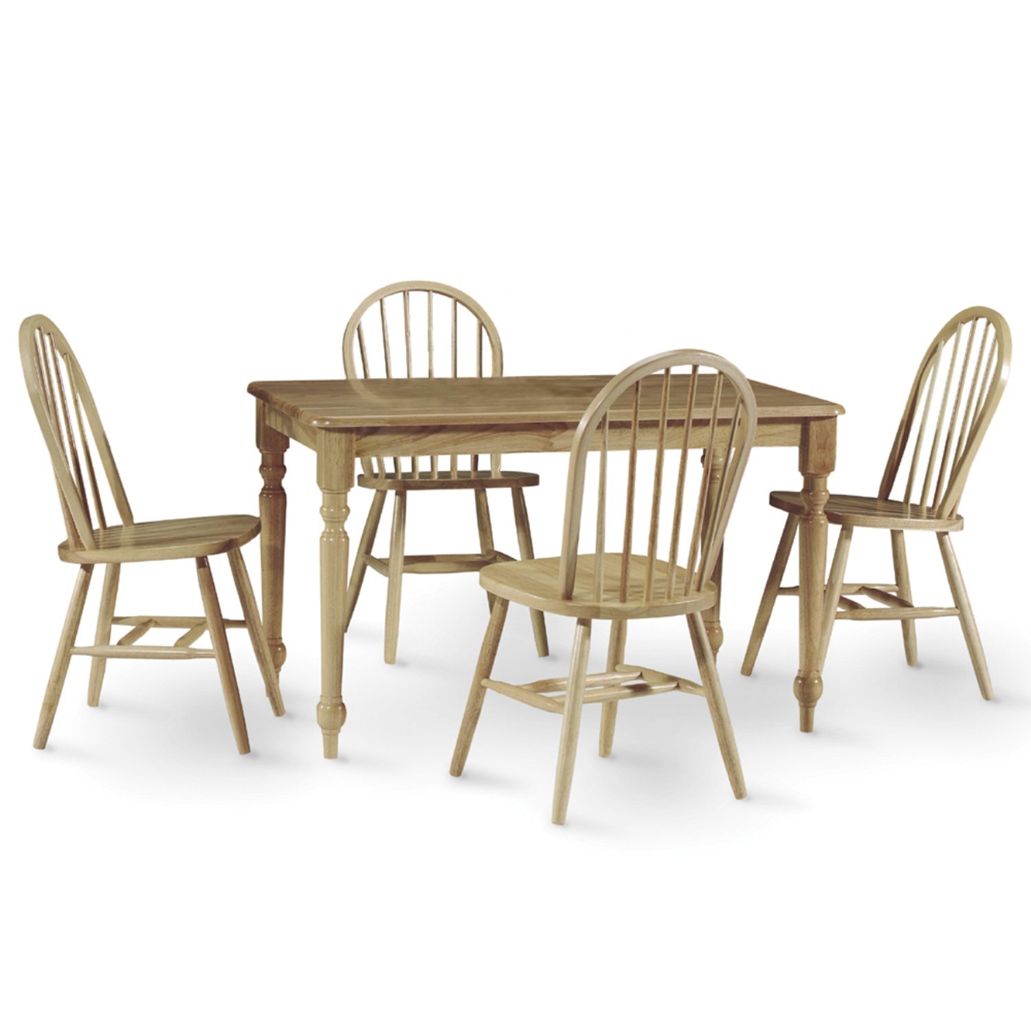 International Concepts 5 Piece Farmhouse Table with 4 Chairs, Natural