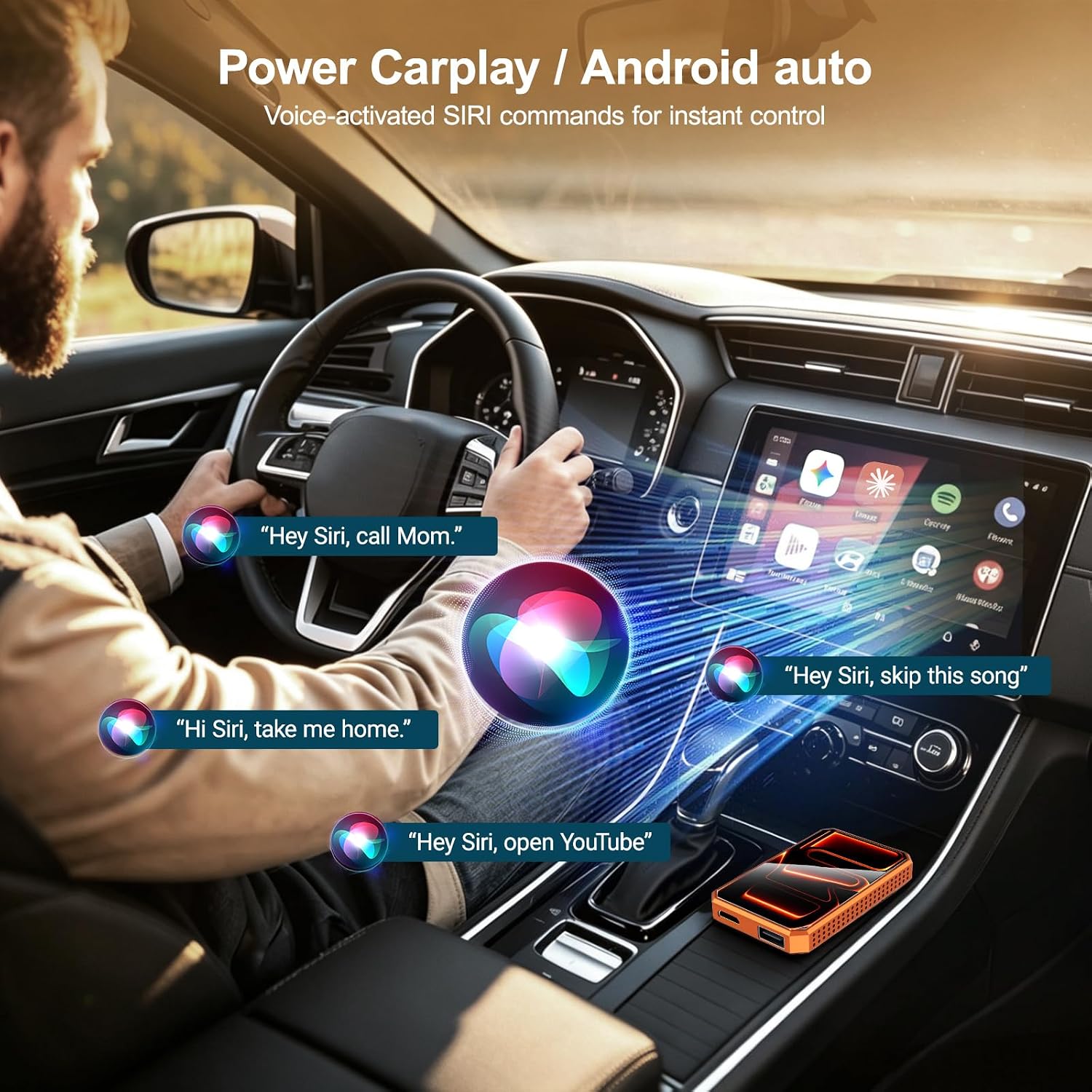 Wireless CarPlay Adapter Plug and Play for OEM Factory Cars, AI Magic Box Built-in Play Store Net-Flix YouTube TikTok & Screen Mirroring, HDMI USB-C Ports for Wireless CarPlay Converter
