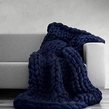 Chunky Knit Blanket,Warm and Comfortable Handwoven Throw Blankets,Giant Chenille Yarn Decorate Pet Bed Chair Cushion Carpet for Bedroom Home Decor